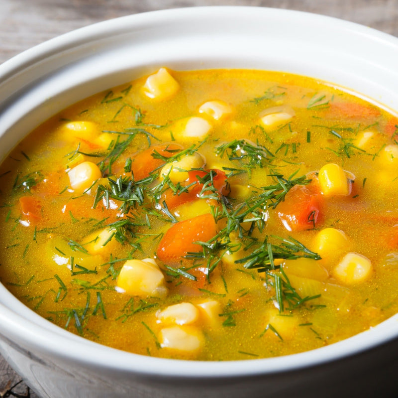 Summer Fresh Corn Soup with Tomato Salad