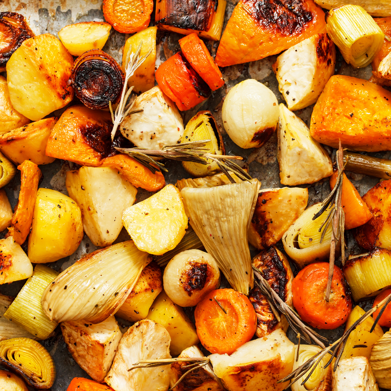 Roasted Vegetables with Maple, Fig & Caper Vinaigrette