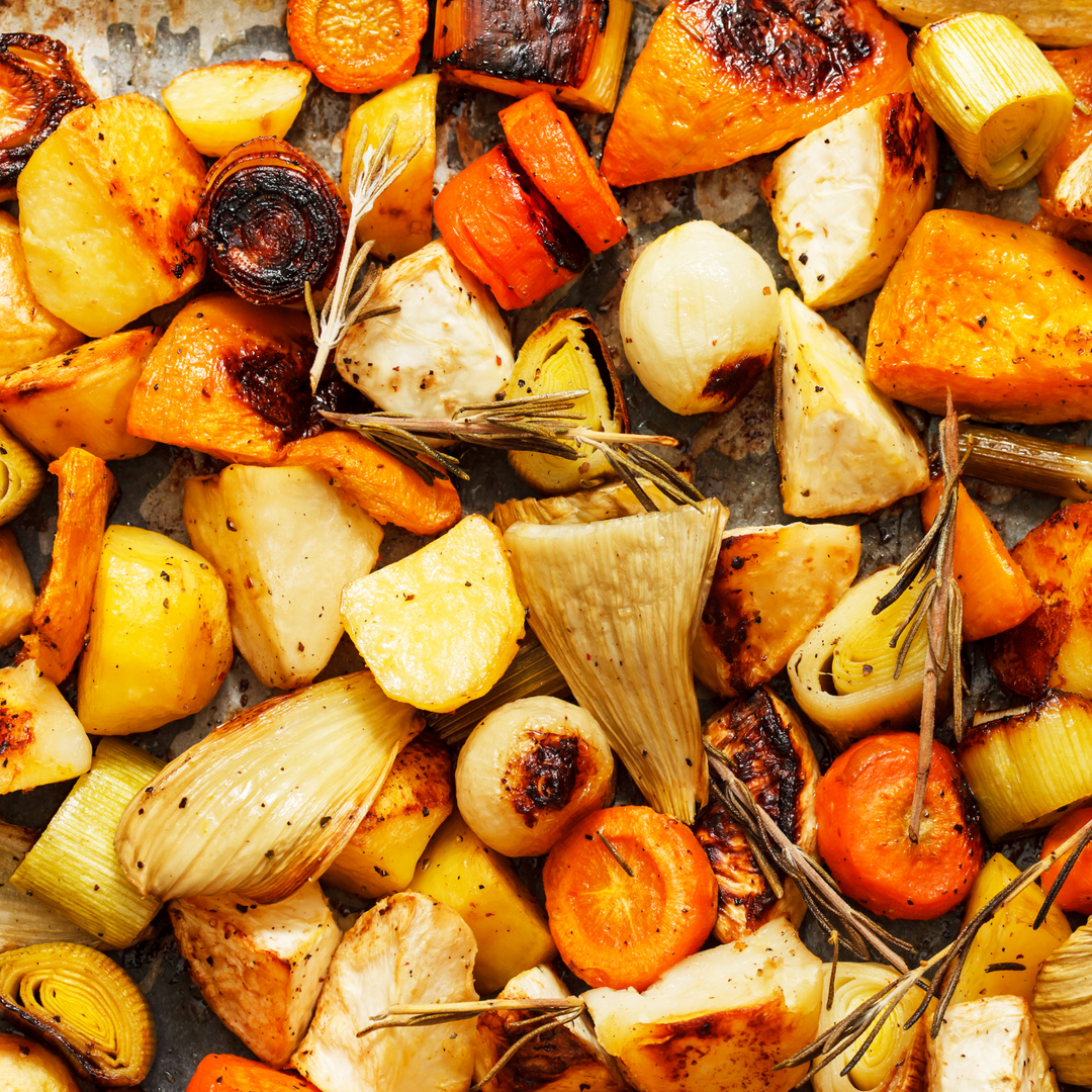 Roasted Vegetables with Maple, Fig & Caper Vinaigrette