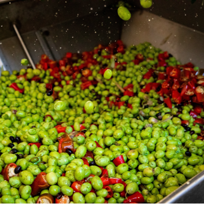 Olive fruits in a container